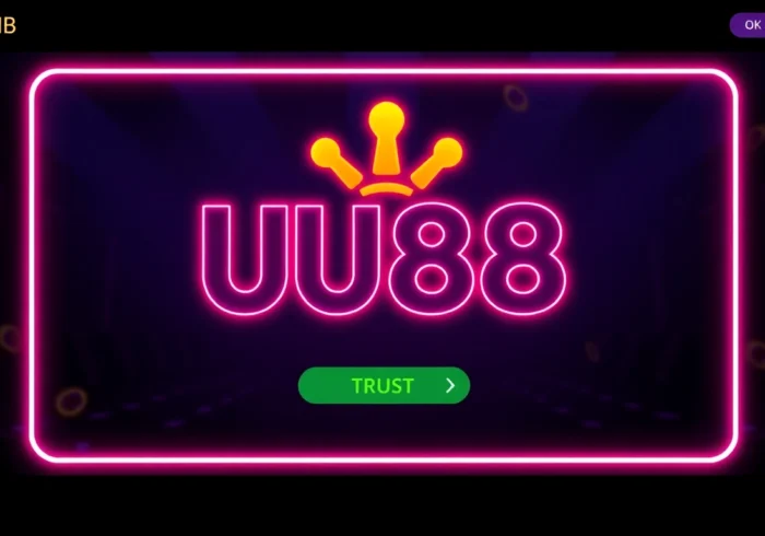 Engaging UU88 online casino platform with energetic neon lights and user-friendly interface for VIP gaming experience