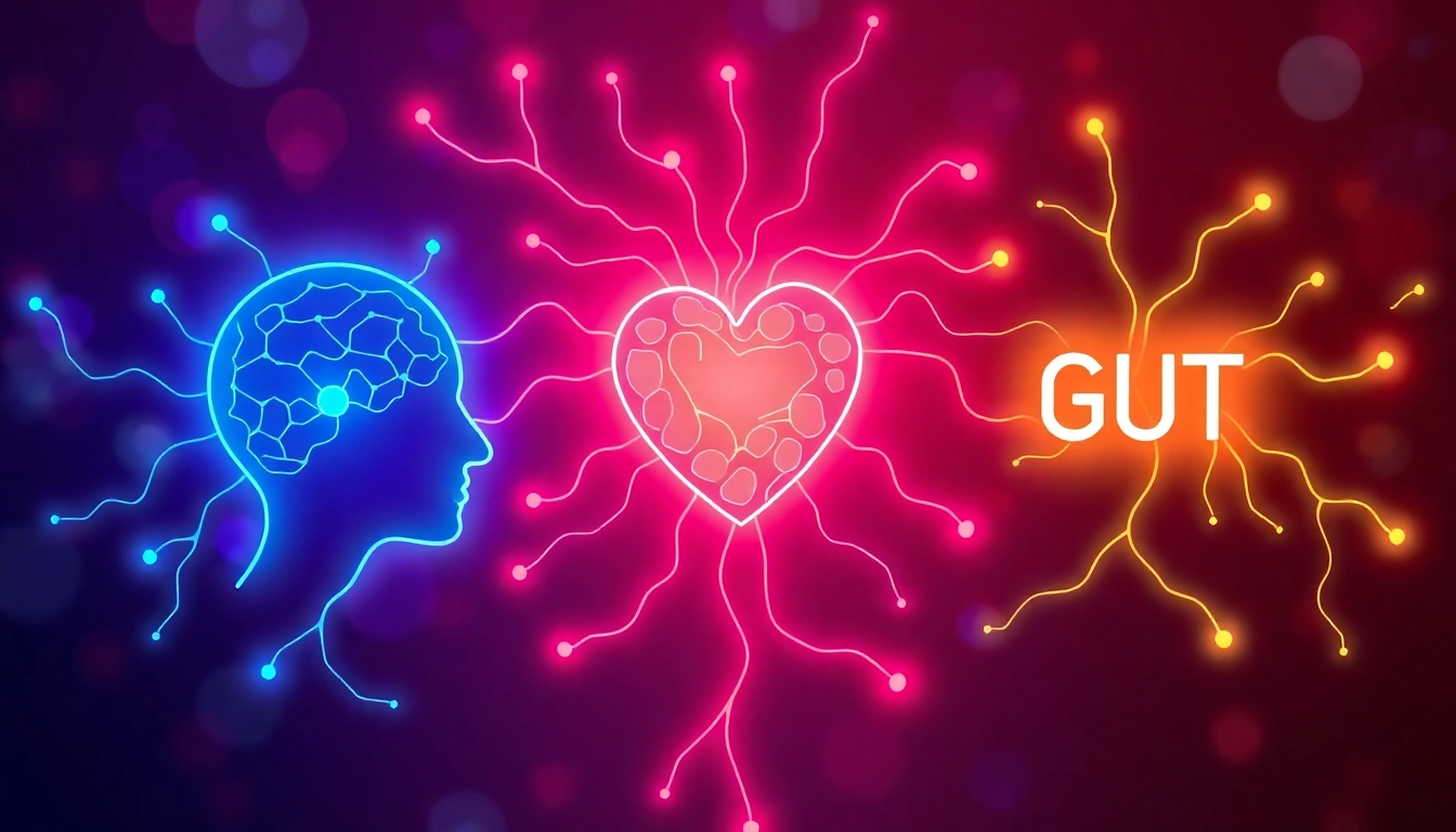 Visual of 3 Brains Intelligence©™ symbol depicting head, heart, and gut brains interconnected with vivid colors for decision-making and self-awareness.