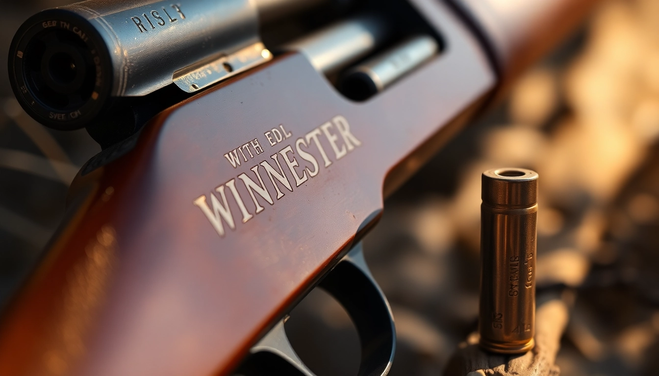 A detailed shot of a 32WIN Winchester rifle and cartridge, showcasing firearm craftsmanship and ammunition quality for enthusiasts.