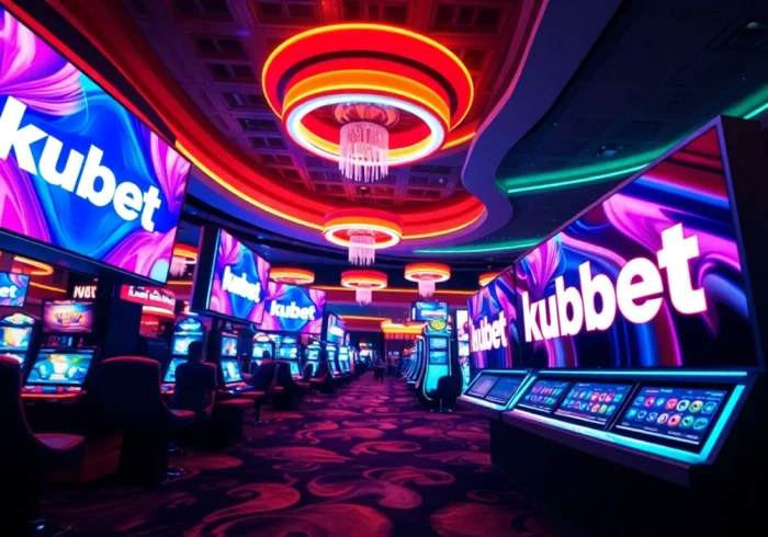 Vibrant online casino interface showcasing kubet branding with colorful game icons and engaging visuals for players.