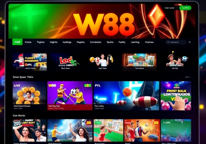 W88 com online betting platform interface with sportsbook and casino games in action for an engaging user experience.
