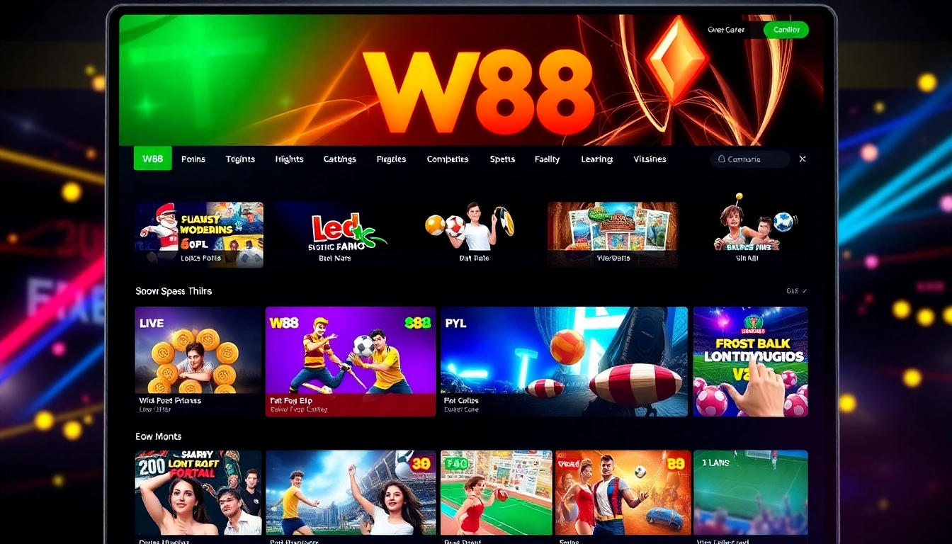 W88 com online betting platform interface with sportsbook and casino games in action for an engaging user experience.