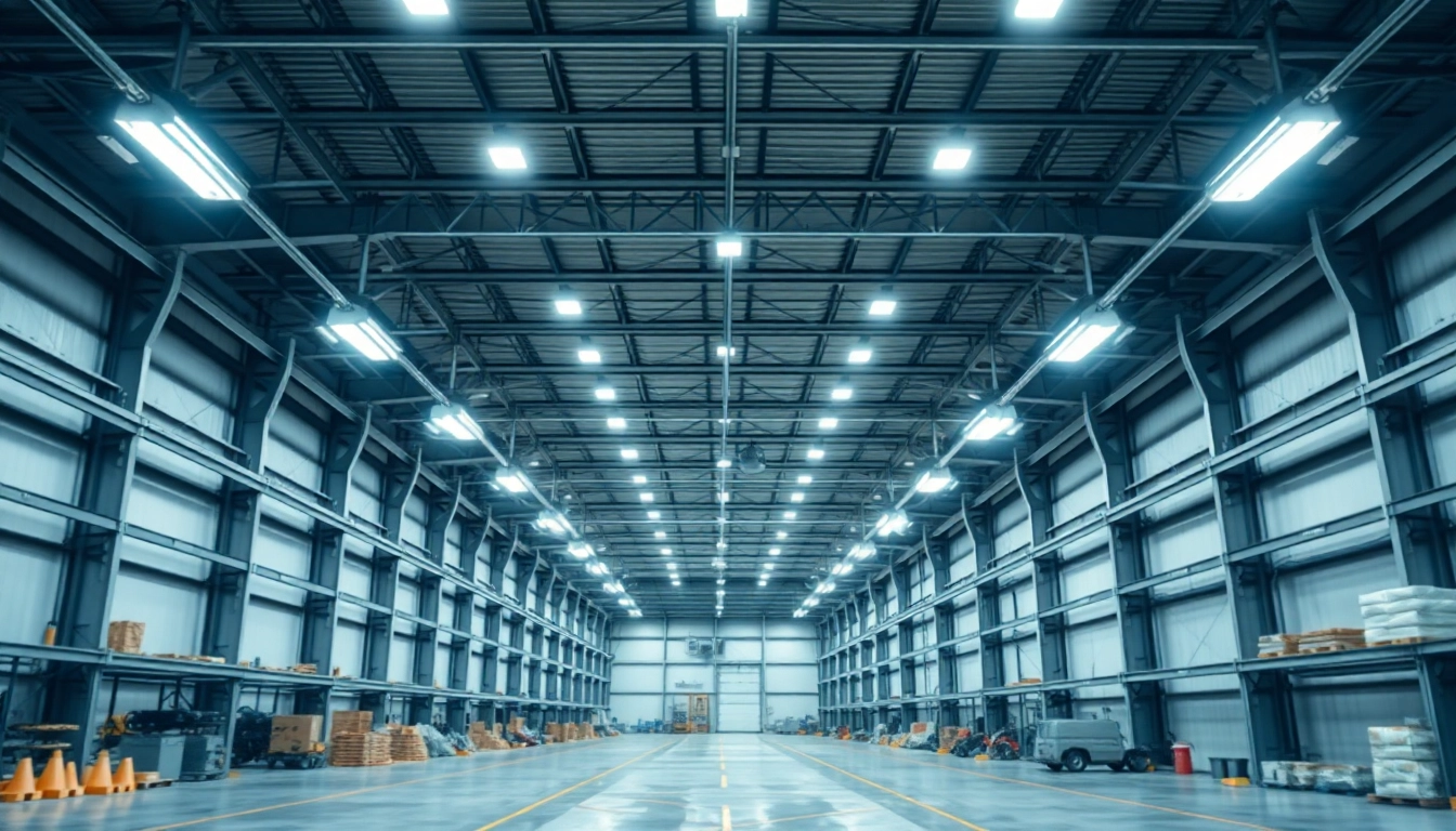 Moderne Industriehalle mit LED-Beleuchtung