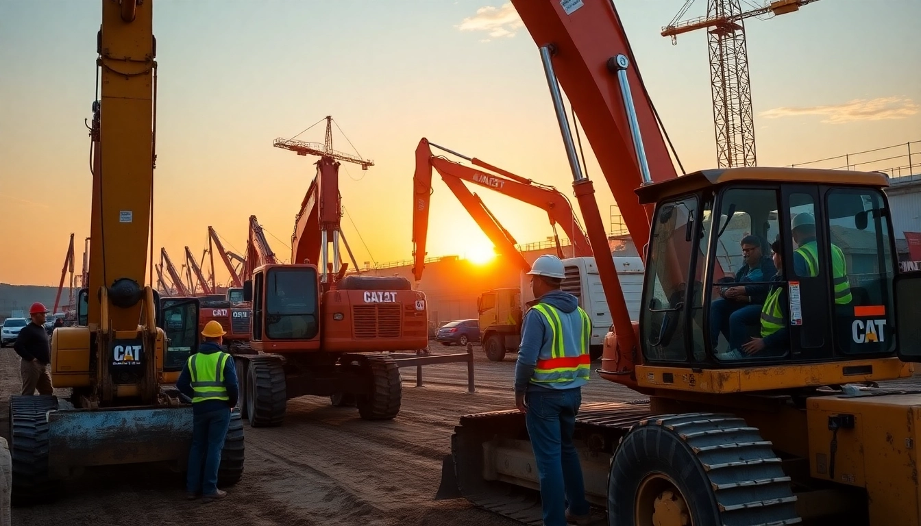 Construction equipment rental trucks and machinery in action on a construction site, emphasizing reliable construction equipment rental services in the UK.