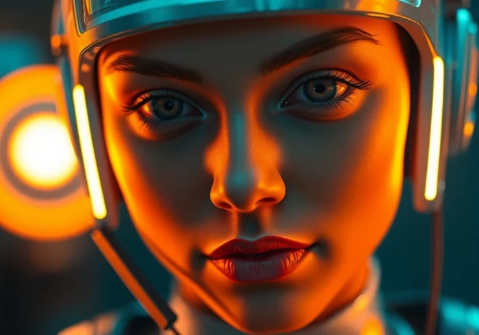 Hyper-realistic NSFW AI Generator portrait with neon lighting and detailed skin textures.