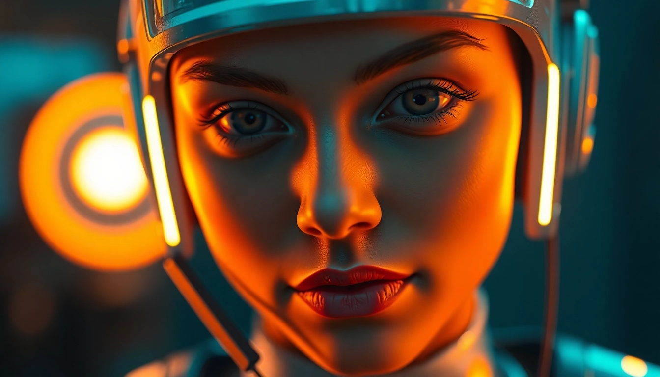 Hyper-realistic NSFW AI Generator portrait with neon lighting and detailed skin textures.
