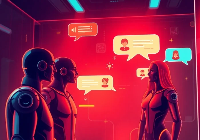 Engage with spicy AI chat in a lively, colorful digital scene showcasing animated AI characters in dynamic conversation, emphasizing realism and bold visuals for spicy AI chat apps.