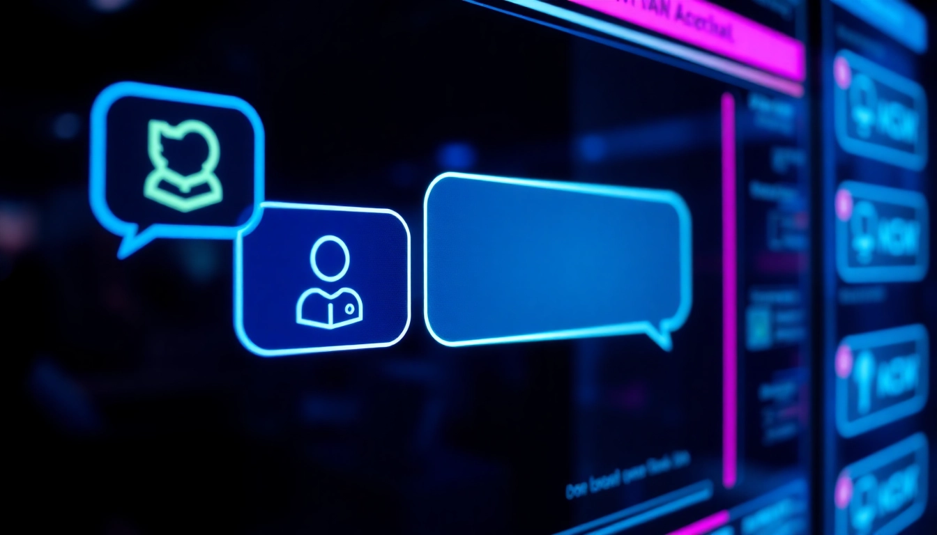 Illustration of a user engaging with an advanced nsfw ai chatbot through a sleek interface, highlighting unfiltered adult interactions in a futuristic style, for accessibility and context.