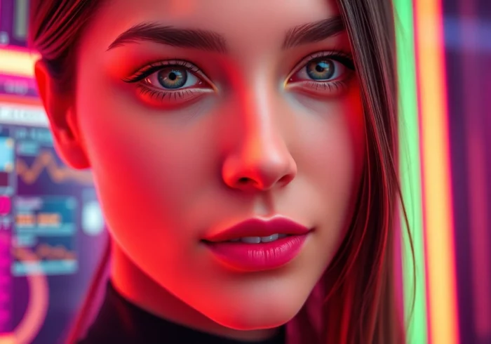 AI girlfriend engaging in a realistic, unfiltered NSFW chat with expressive features, emphasizing emotional depth and authenticity for immersive connection.