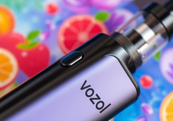 Vozol vape device showcasing colorful flavors with sleek design and high puff capacity for smooth vaping experiences.