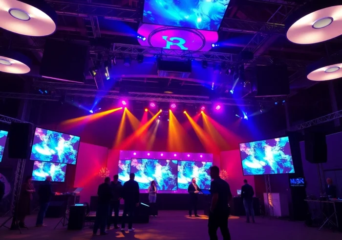 Full-Service Veranstaltungstechnik Köln: Modern, professional event setup with advanced Technik in a Köln venue, ensuring seamless execution.