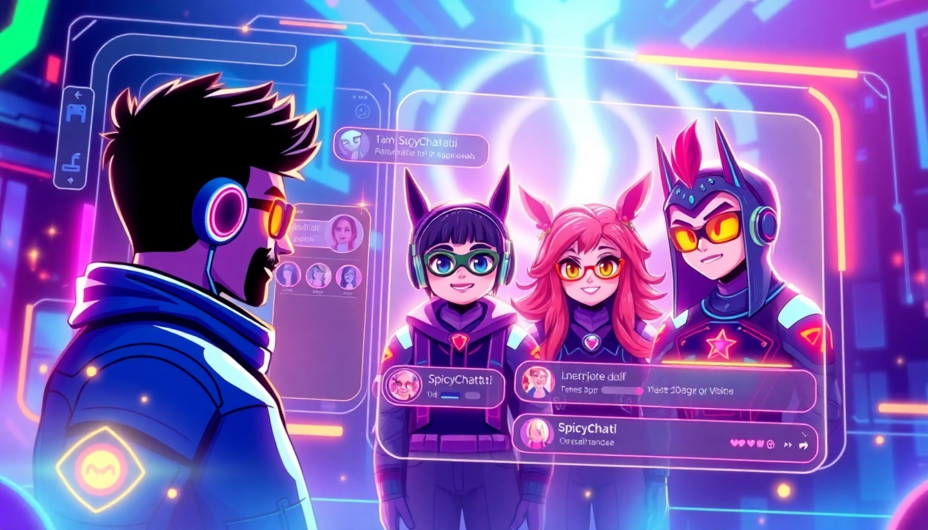 Interactive spicychatai app interface with lively characters and vivid visuals for engaging conversations and roleplay experiences.
