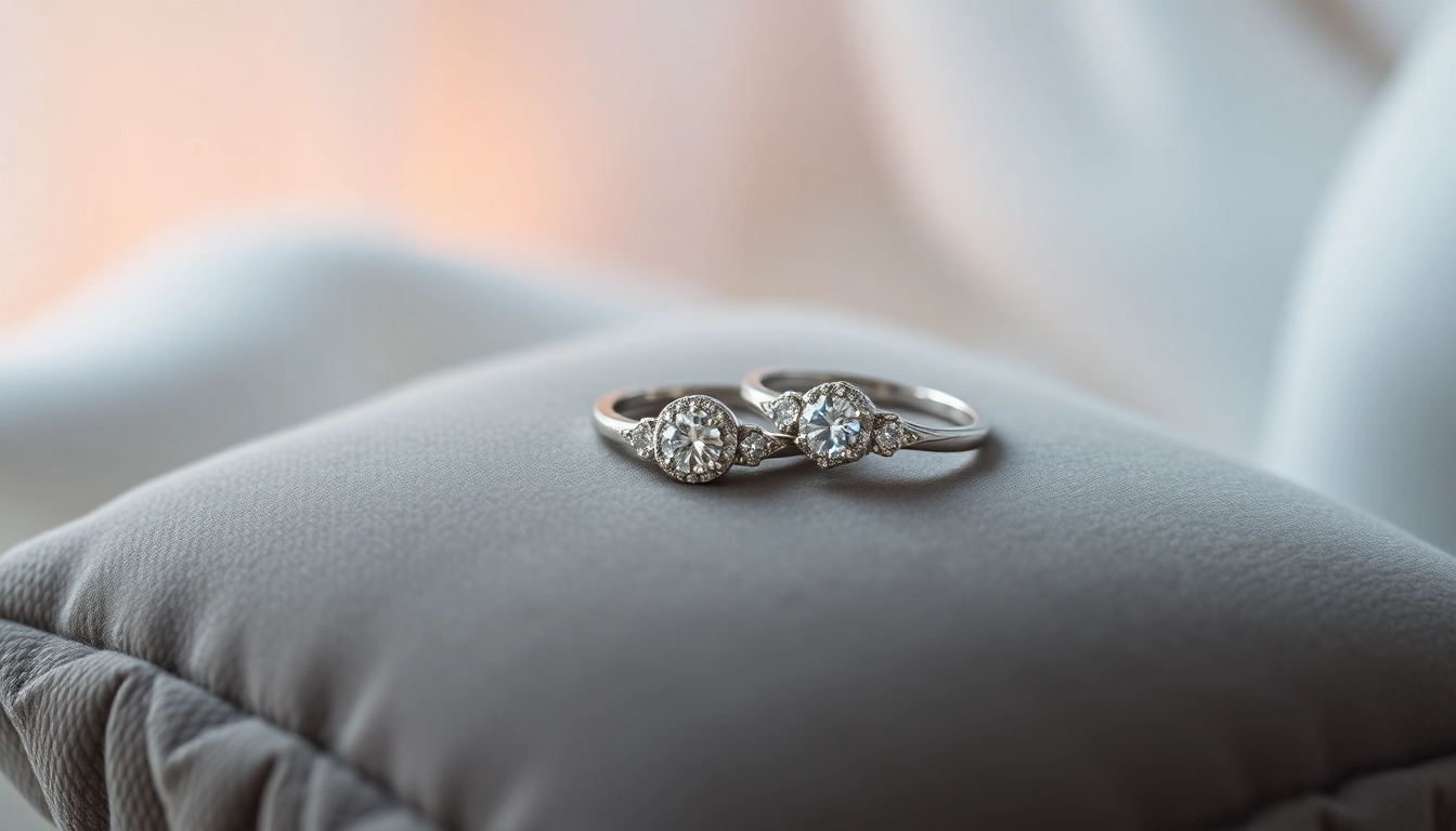 Display of beautiful white gold engagement rings with diamonds featuring balto aukso