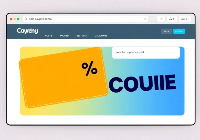 Visually appealing Rabatt discount banner showing digital coupons and savings symbols
