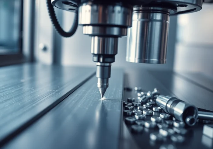Professional frezowanie process with CNC machine shaping aluminum for electronic enclosures in