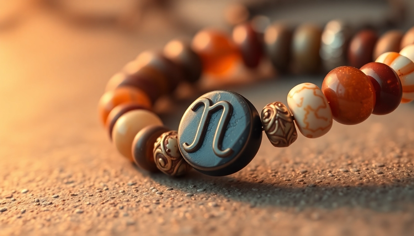Elegant bransoletka znak zodiaku featuring natural stones and zodiac symbol visible on a