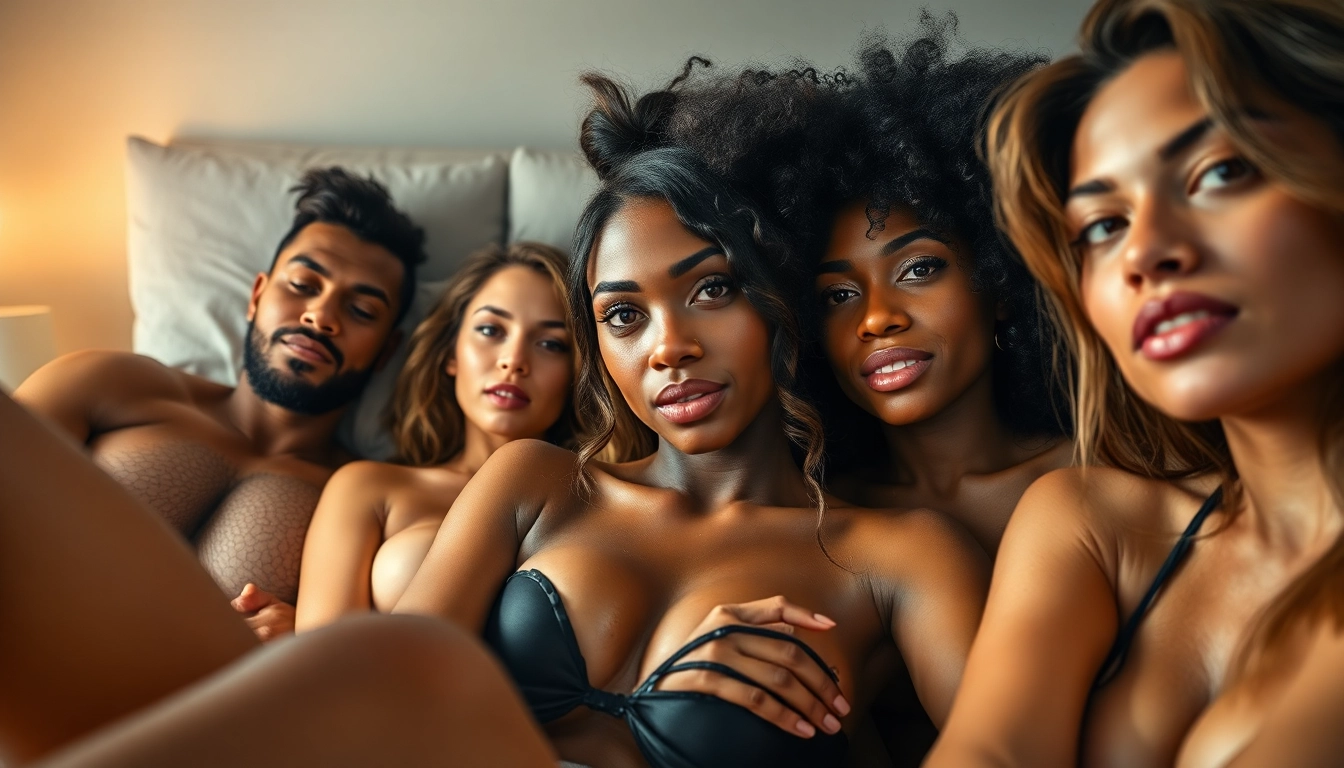 Adult performers in a bedroom setting engaging in intimate activity.