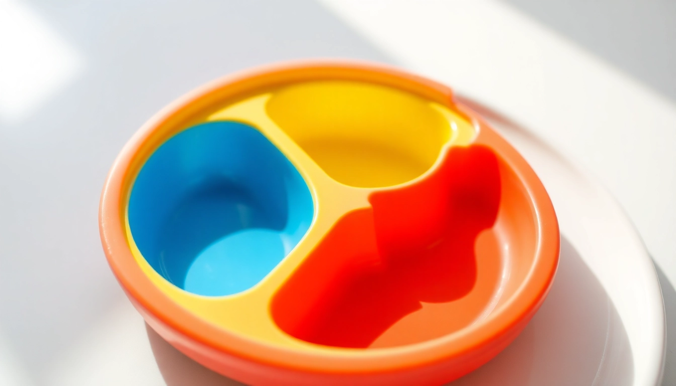 Bright Piatto silicone divisorio 3 scomparti with vibrant colors, showing safe and kid-friendly