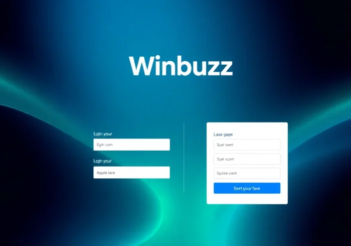 The Winbuzz login screen featuring a clean interface with login fields and a welcoming design