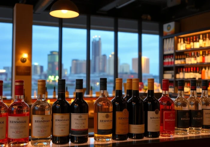 Liqors Birmingham scene showcasing premium spirits on display in a modern store setting