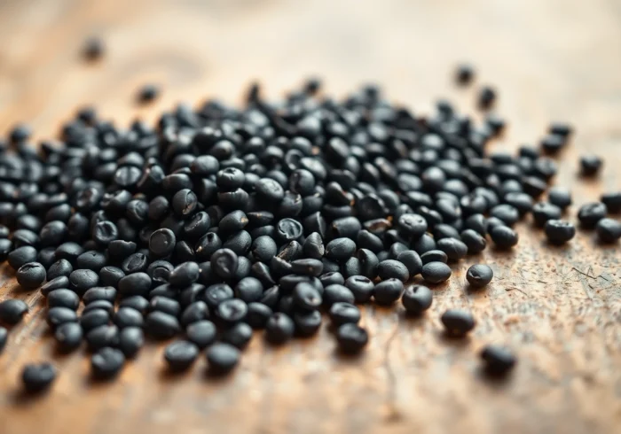 Black Mustard Seeds detailed view showing glossy texture and rich color for spice quality